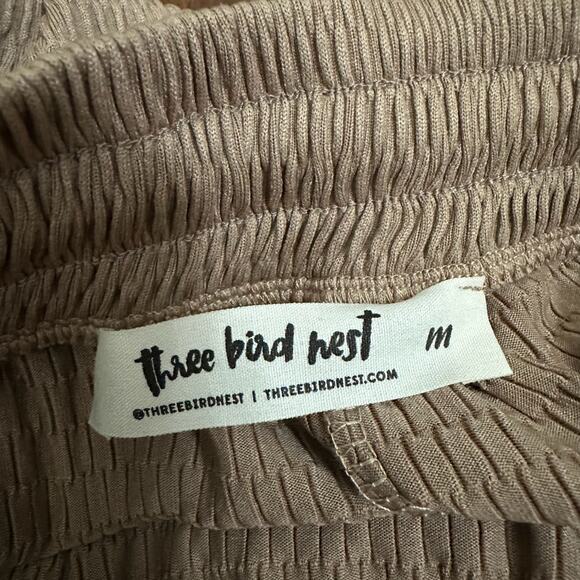 THREE BIRD NEST Wide Leg Pants Camel Brown Knit High Rise Lagenlook - Picture 6 of 11